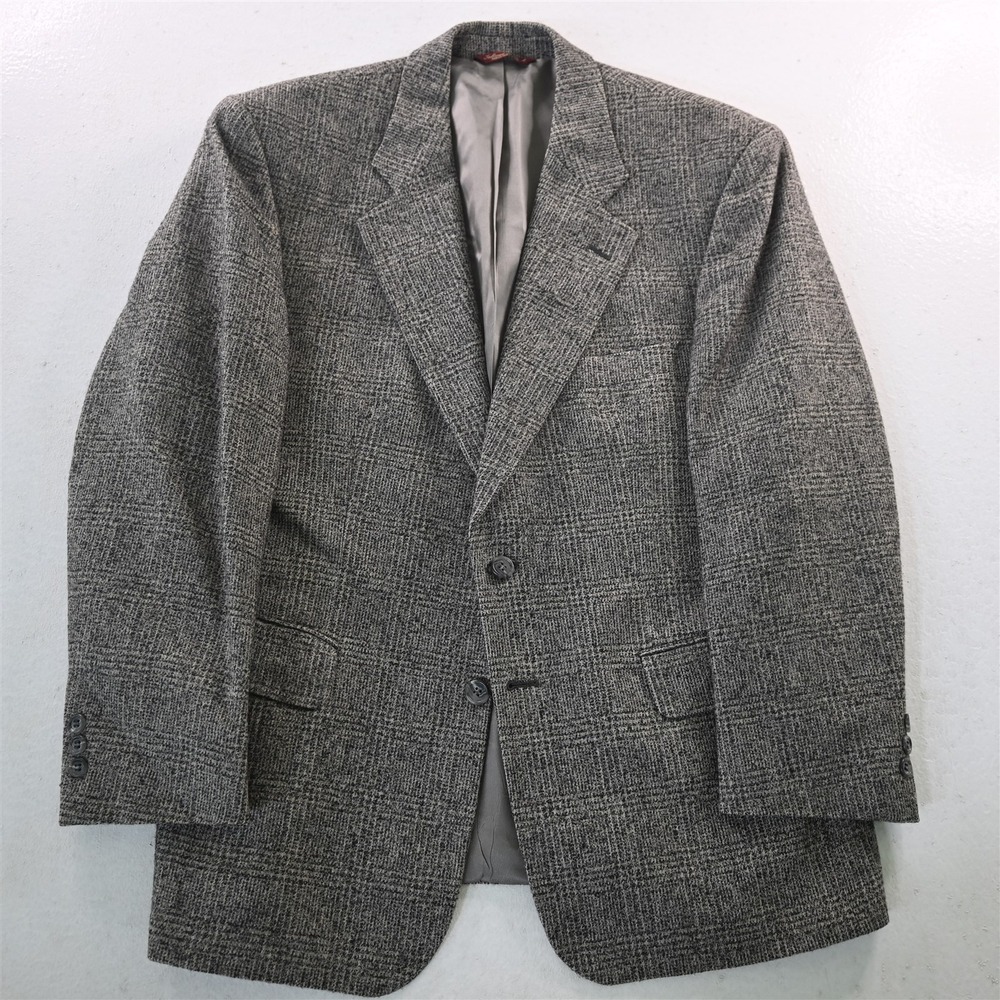 Mark Shale 42S Gray Check Soft Tweed USA Made Slim Mens Blazer Jacket Sport Coat